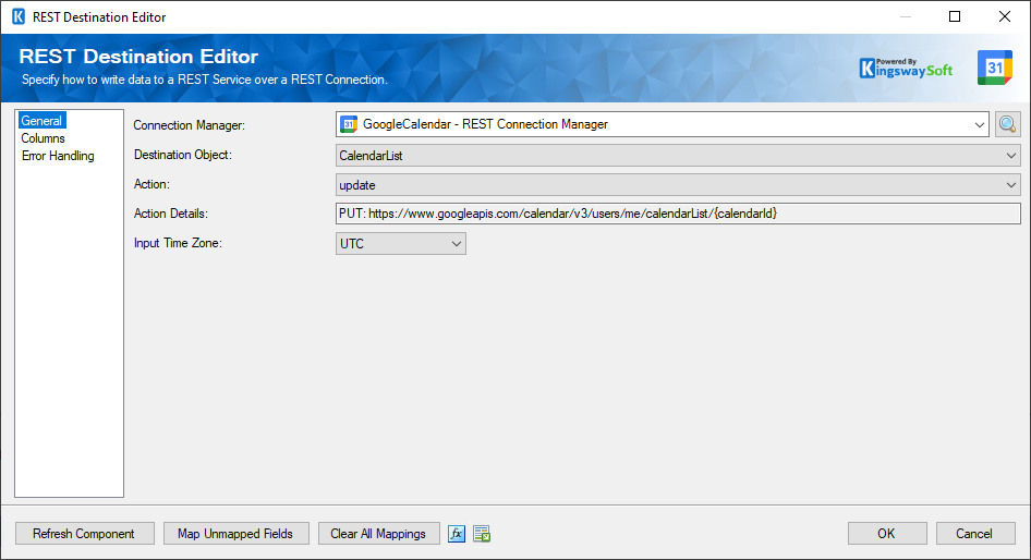 SSIS Google Calendar Destination Component